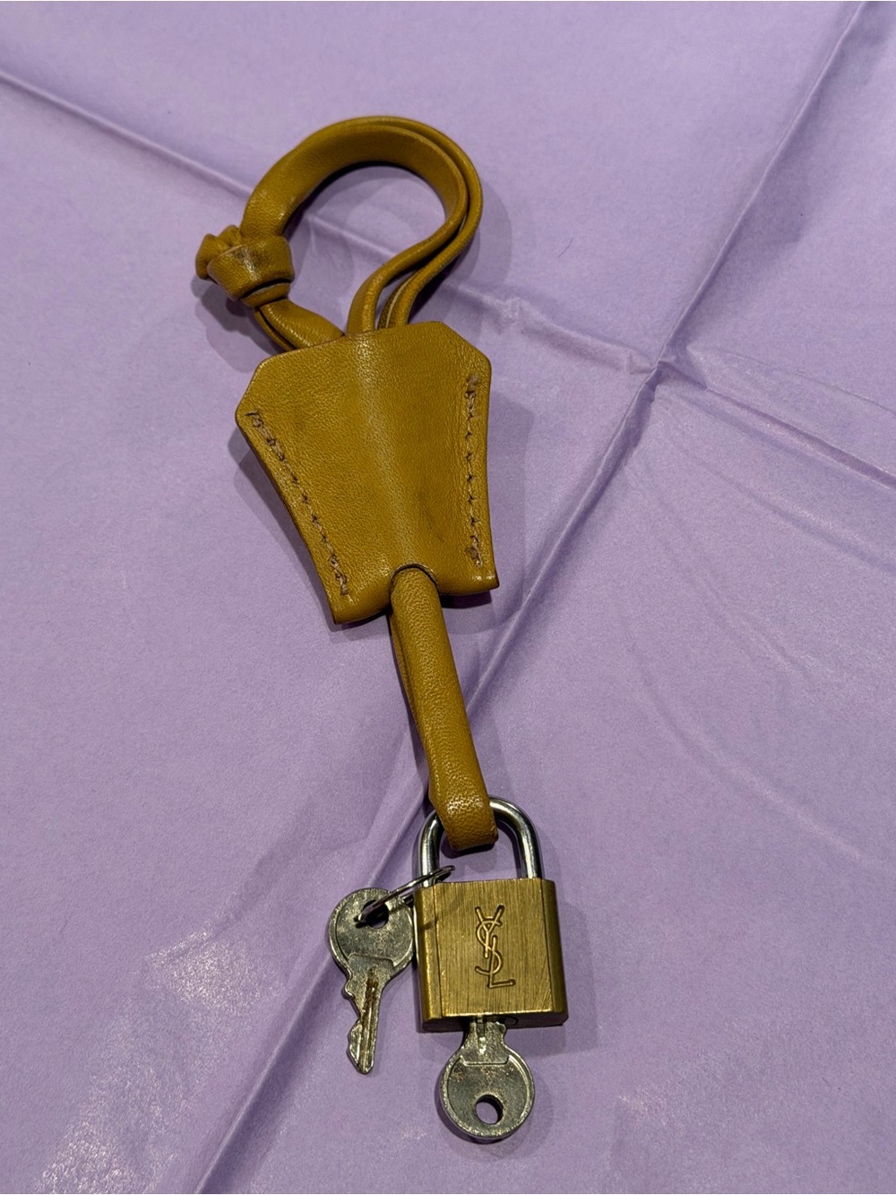 Yves Saint Laurent VINTAGE Leather Key Holder with Branded Padlock Two Keys